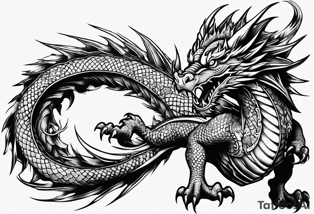 Dragon lighting in the backaround tattoo idea