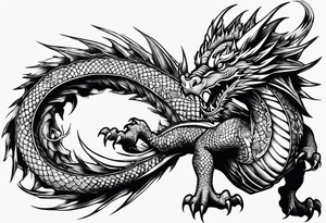 Dragon lighting in the backaround tattoo idea