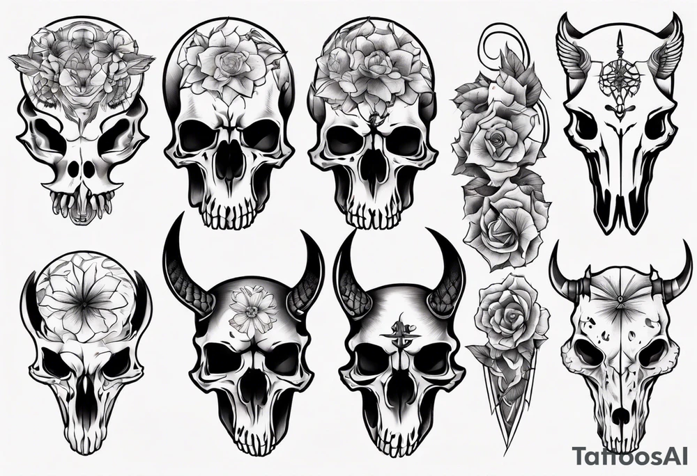 animal skulls tattoo idea