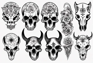 animal skulls tattoo idea