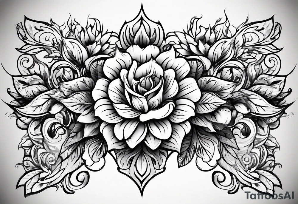 Flower fire tattoo idea