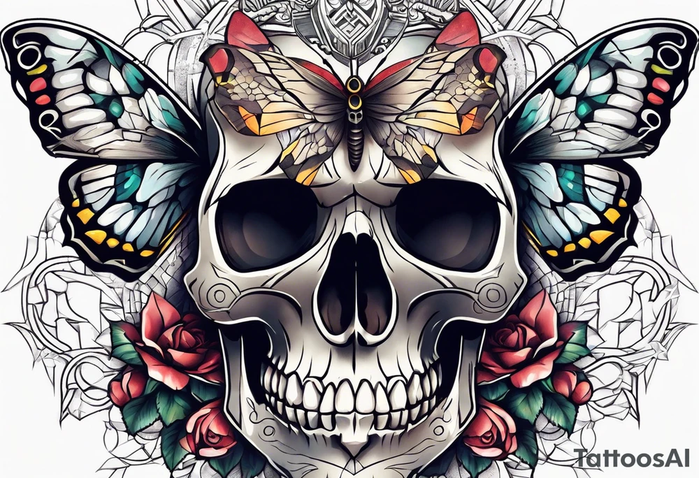 Skull and moth tattoo idea