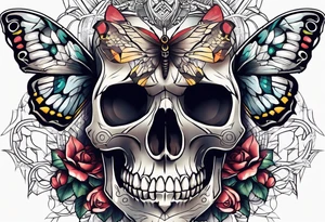 Skull and moth tattoo idea