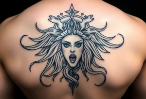 Aquarius theme mysterious screams power elegant and feminine tattoo idea