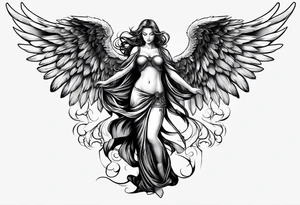 angel in black standing tattoo idea