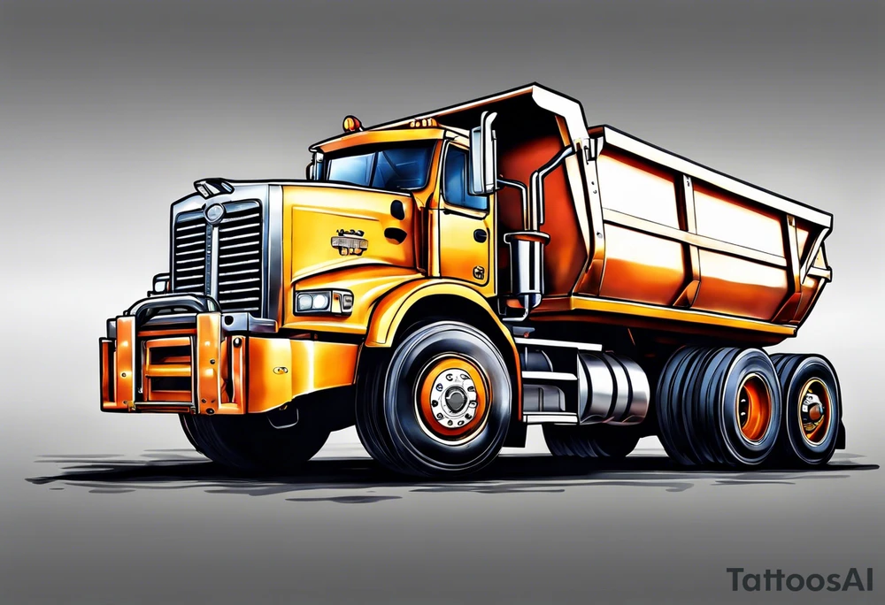 Realistic tattoo of a Dump truck on a forearm tattoo idea