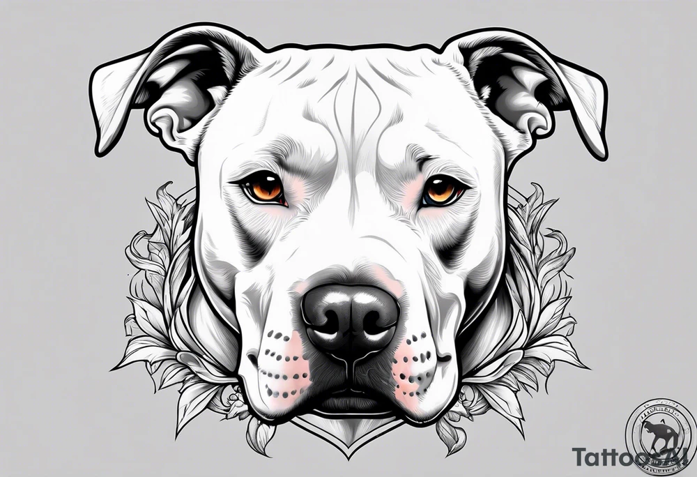white pitbull pointed ears pretty tattoo idea
