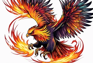 masculine phoenix on fire tattoo idea