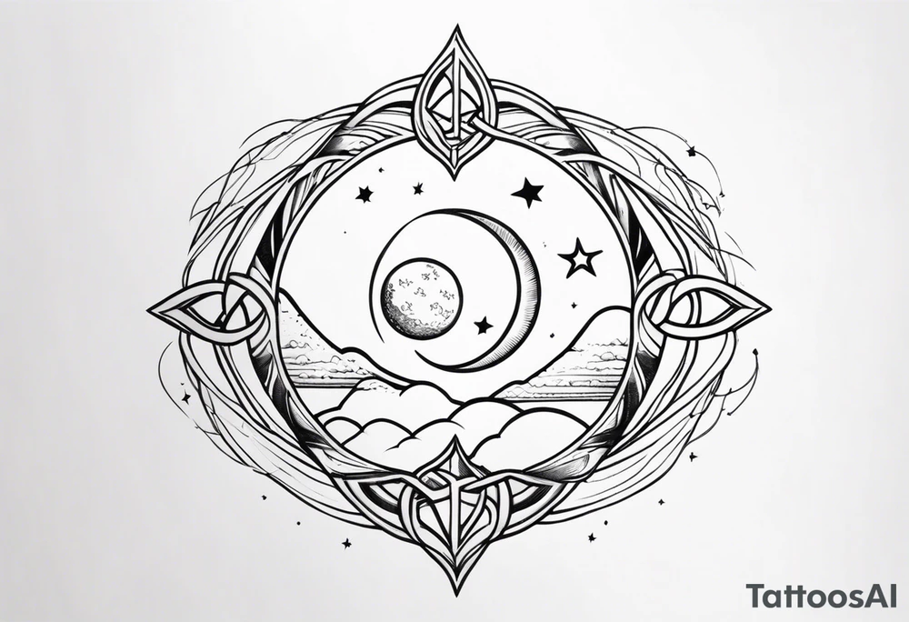 infinity symbol mixed with sun and moon tattoo idea