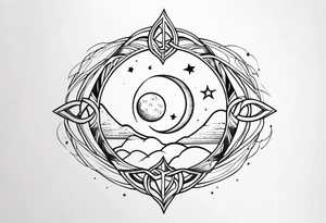 infinity symbol mixed with sun and moon tattoo idea