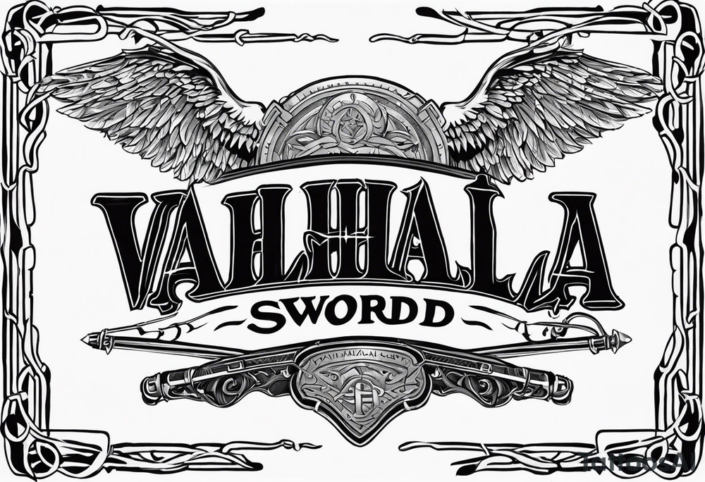 Valhalla sword shield barb wire tattoo idea