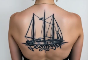 Sails of Scampia ruined and covered in graffiti, large tattoo, lower back area tattoo idea
