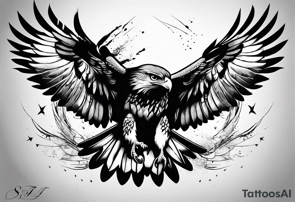 Hawk landing down tattoo idea