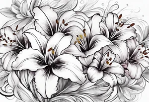 Clouds with lily flowers tattoo idea
