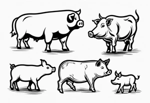 pig, cow, chicken and human footprints tattoo idea