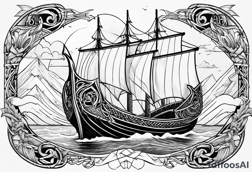 Valhalla viking boat dragon tattoo idea