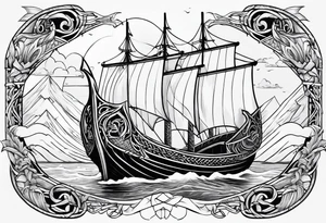 Valhalla viking boat dragon tattoo idea