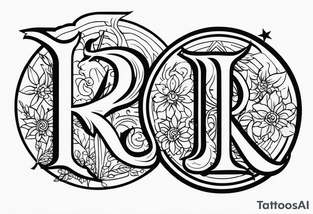Virgo and Sagittarius zodiac signs with letter RR and date September 11 tattoo idea