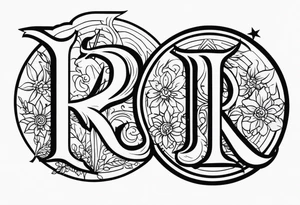 Virgo and Sagittarius zodiac signs with letter RR and date September 11 tattoo idea