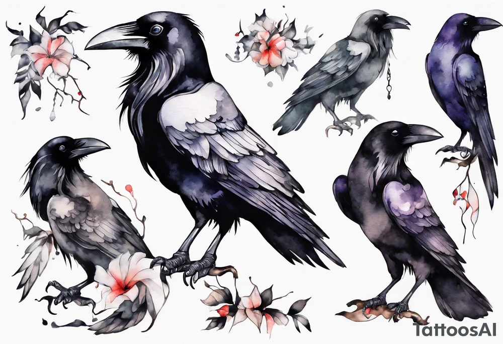 a raven with a white beak tattoo idea