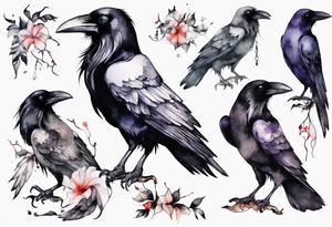 a raven with a white beak tattoo idea