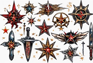Star wounded by dagger tattoo idea