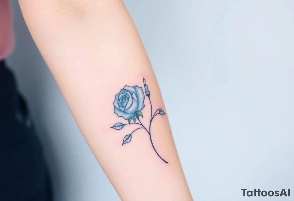 Blue, 2 roses, 2 candles tattoo idea