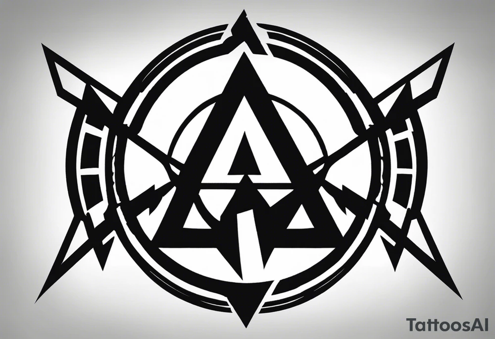 Central Element: The Dragon Age: Inquisition symbol (the Inquisitor's mark) serves as the foundation and is placed in the center. Its sharp, symmetrical lines offer a strong base.

Triforce: Above the Inquisitor's mark, we integrate the Triforce symbol from the Legend of Zelda. The three golden triangles of the Triforce hover slightly above, as if they are radiating light downward onto the Inquisition logo.

Halo UNSC Wings: On either side of the Inquisition logo, we incorporate the stylized wings from the UNSC emblem, with a modern twist to fit the aesthetic. These wings can be more streamlined and connected seamlessly to the edges of the Inquisitor's mark to give a sense of unity. tattoo idea