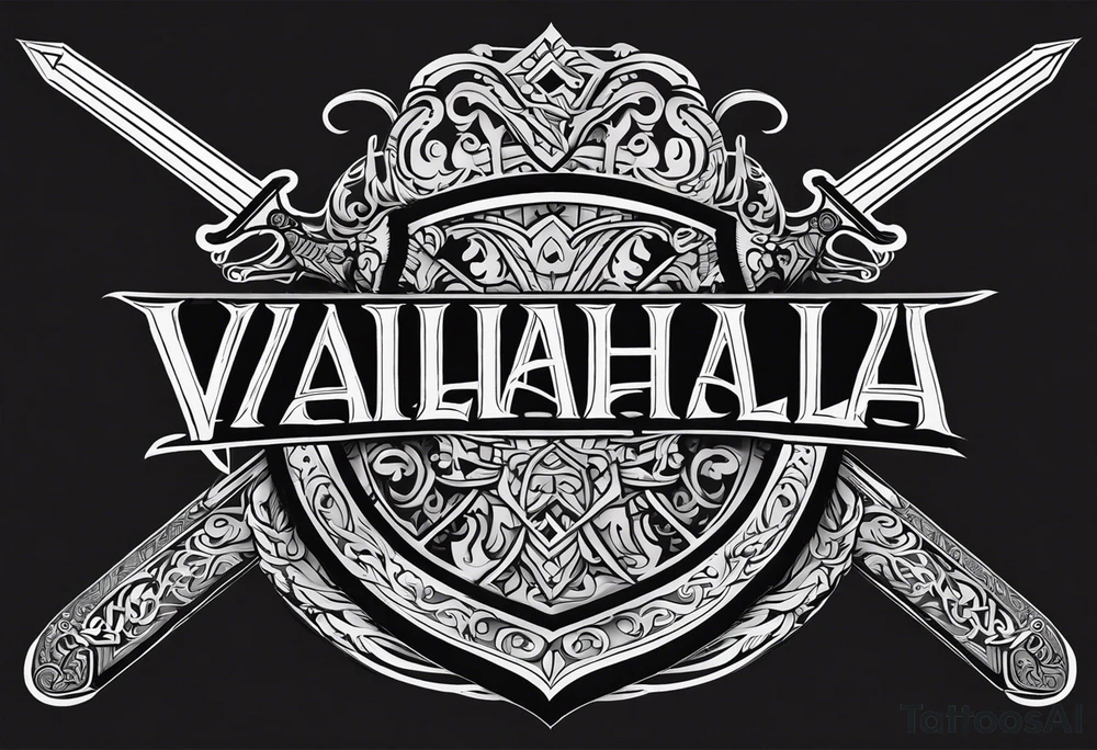 Valhalla sword shield tattoo idea