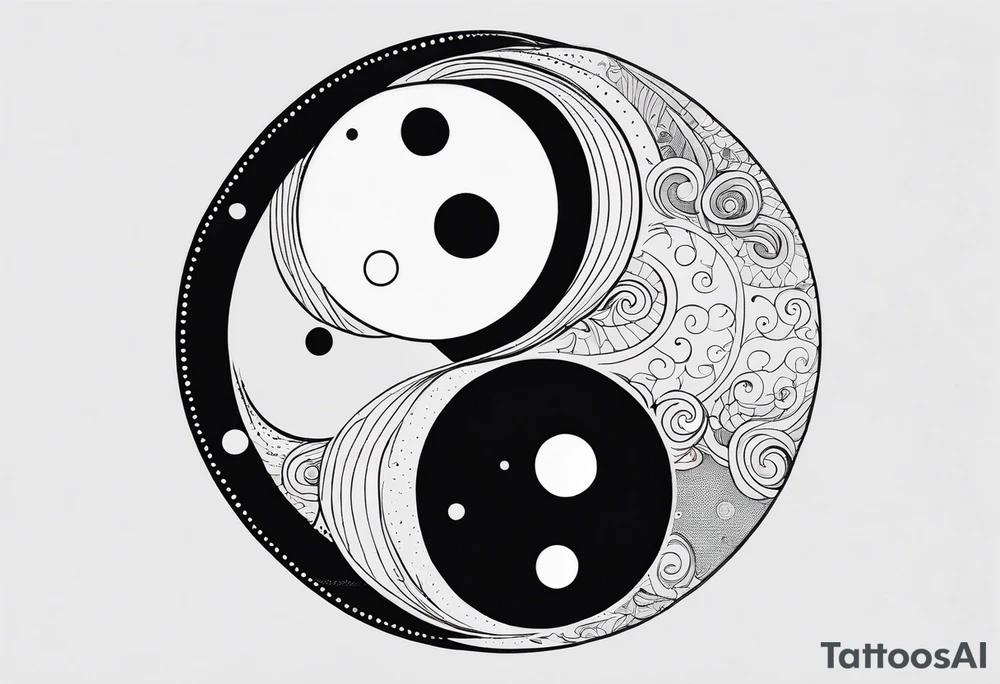 ying yang minimalist with the sun and moon as the dots tattoo idea