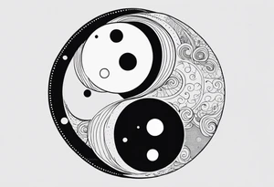 ying yang minimalist with the sun and moon as the dots tattoo idea