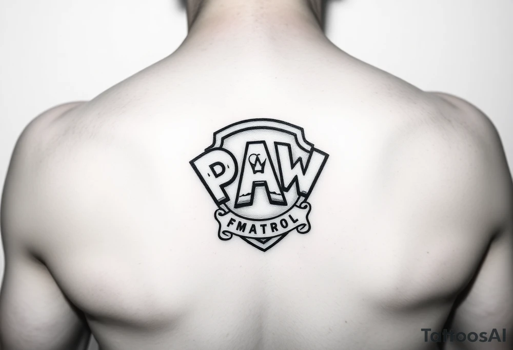 Paw patrol badge with KMC wrapped around it tattoo idea