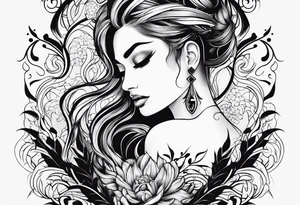 lines back and arm combination tattoo idea