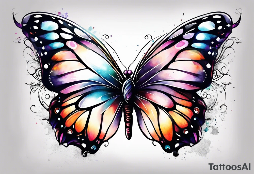 Butterfly with one Angel wing tattoo idea
