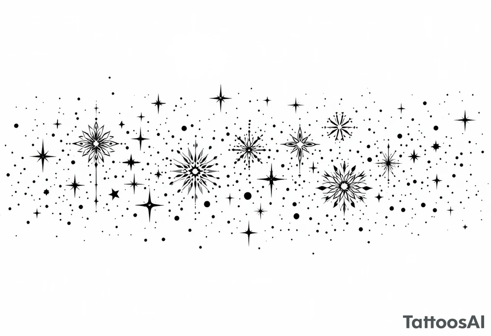 Small stars and tears background tattoo idea