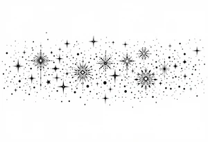 Small stars and tears background tattoo idea