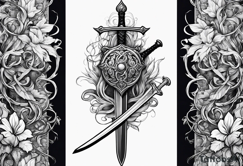A long sword with vines wrapped around tattoo idea
