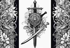 A long sword with vines wrapped around tattoo idea
