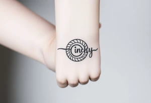 Create a tattoo that writes the Hindi word "Anichya" with A circle or spiral, which represents the cyclical nature of life and death tattoo idea