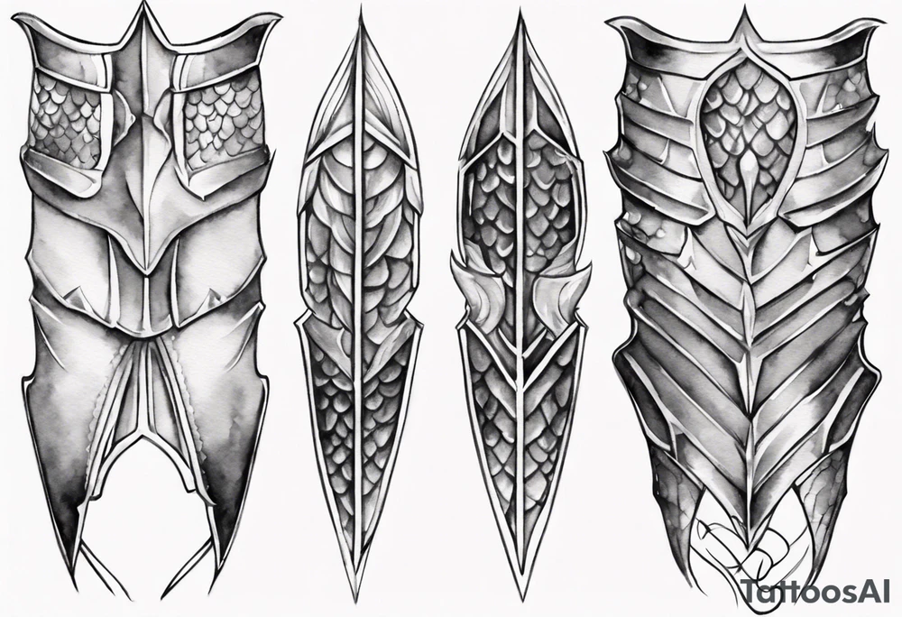 Dragonscale Leg armor symmetrical tattoo idea