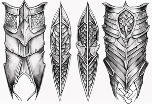 Dragonscale Leg armor symmetrical tattoo idea