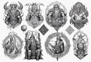 Norse god meili protecting seven wonders of world tattoo idea