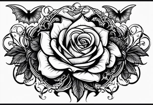 Gothic rose and bats tattoo tattoo idea