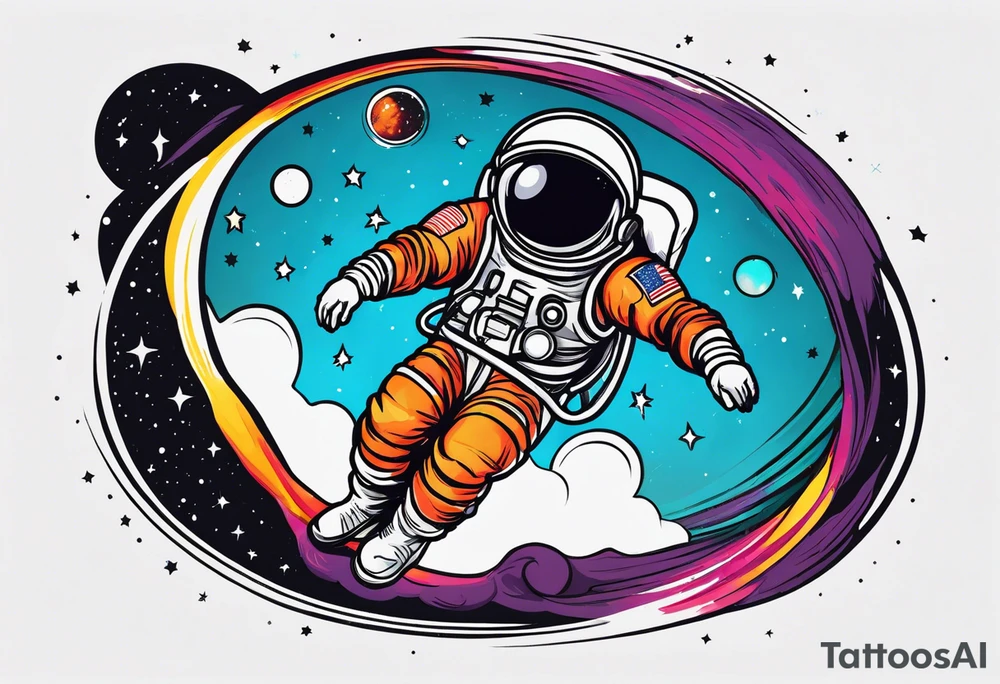 A astronaut a black hole tattoo idea