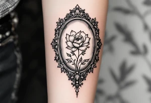 antique mirror with december birth flower in it tattoo idea