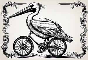 pelican riding a bicycle tattoo idea