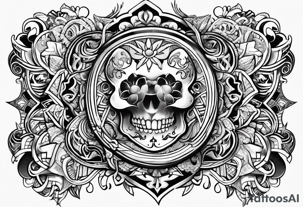 Ukrainian symbols in Chicano style tattoo idea