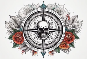 Compass wonderland skulls tattoo idea | TattoosAI