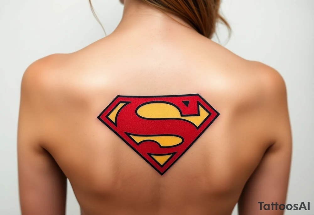 A black and carrying a Superman logo on its back tattoo idea