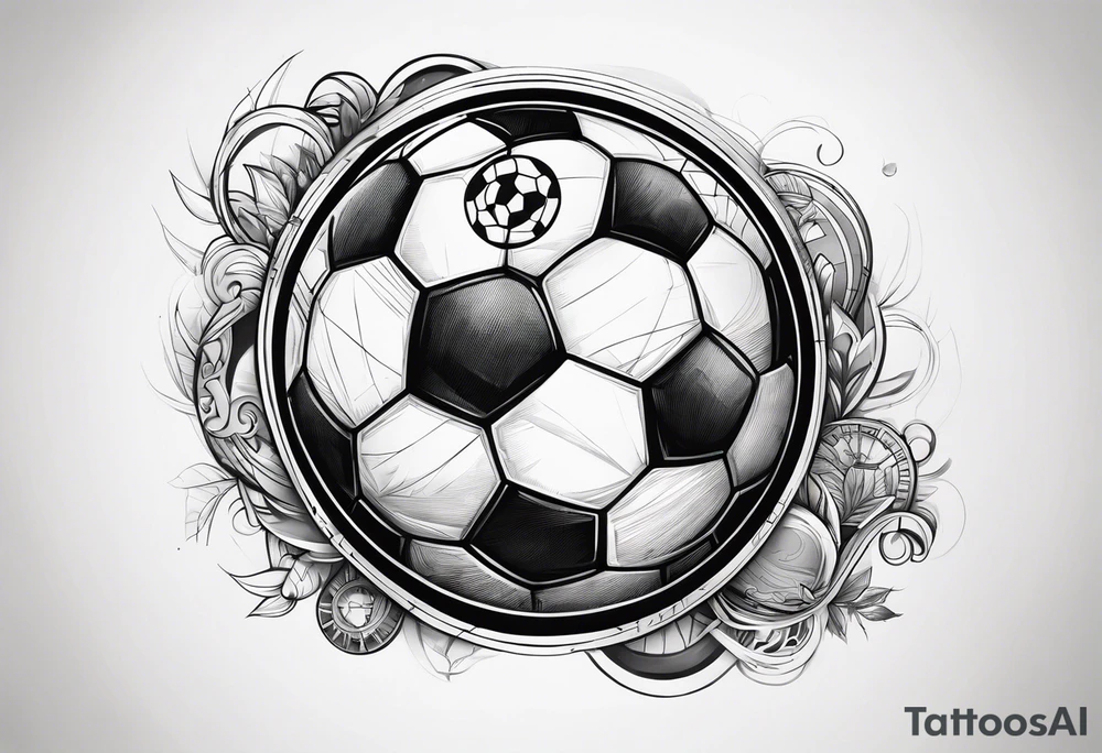 Soccer ball with the world is yours letter tattoo idea